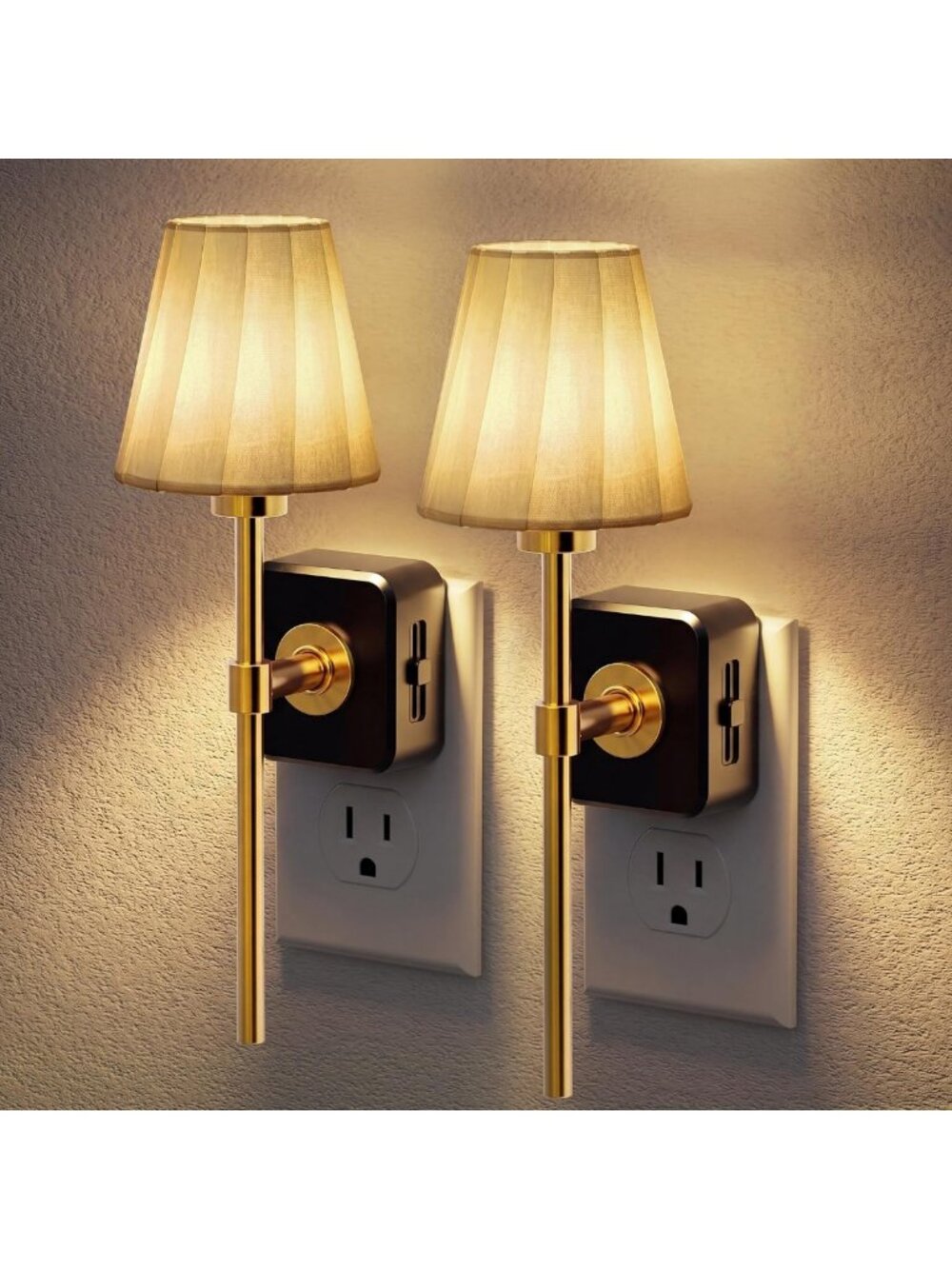 Vintage Wall Plug Night Lights - 2 Pack, Soft Glow, Home Decor Lighting